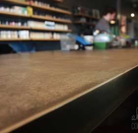 Concrete Microtopping Counter with steel edge