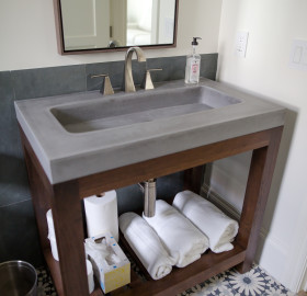 Custom Bathroom Vanity with Integrated Concrete Trough Sink